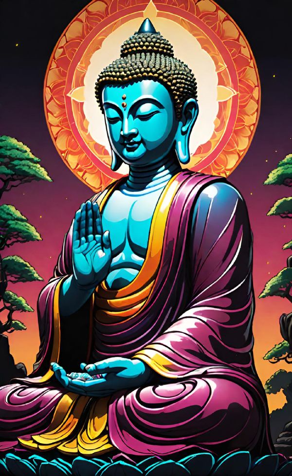 座禅する仏様,マインドフルネスのイメージ