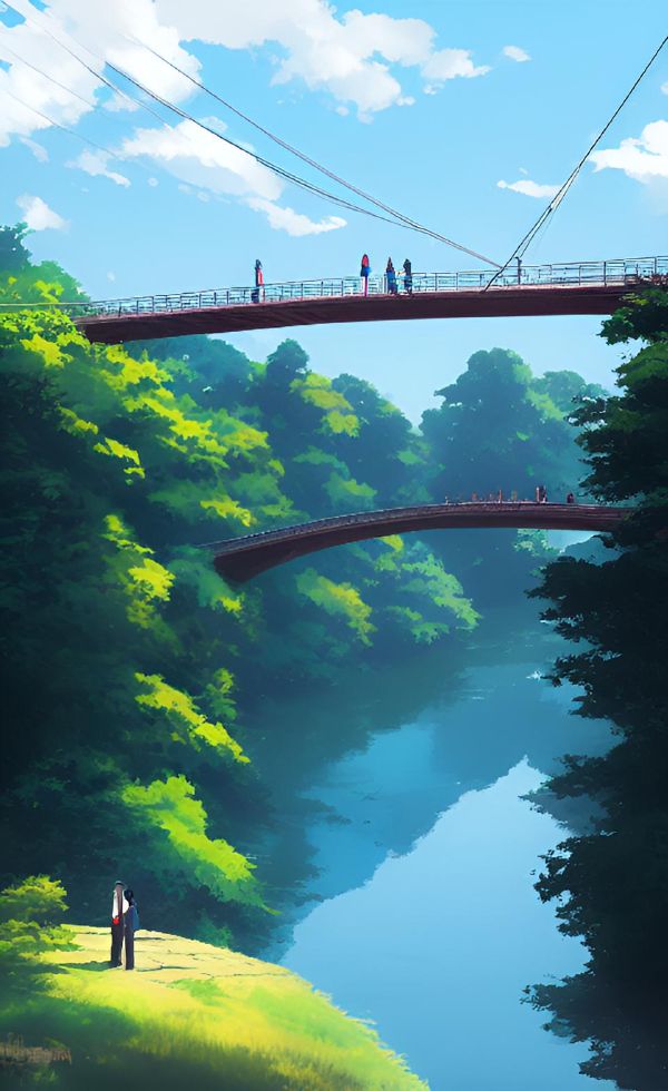 スリル満点の橋,吊り橋効果のイメージ