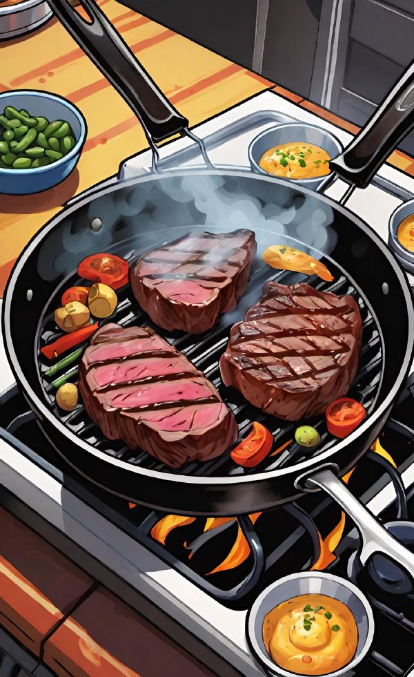 ステーキを焼く,シズル効果のイメージ