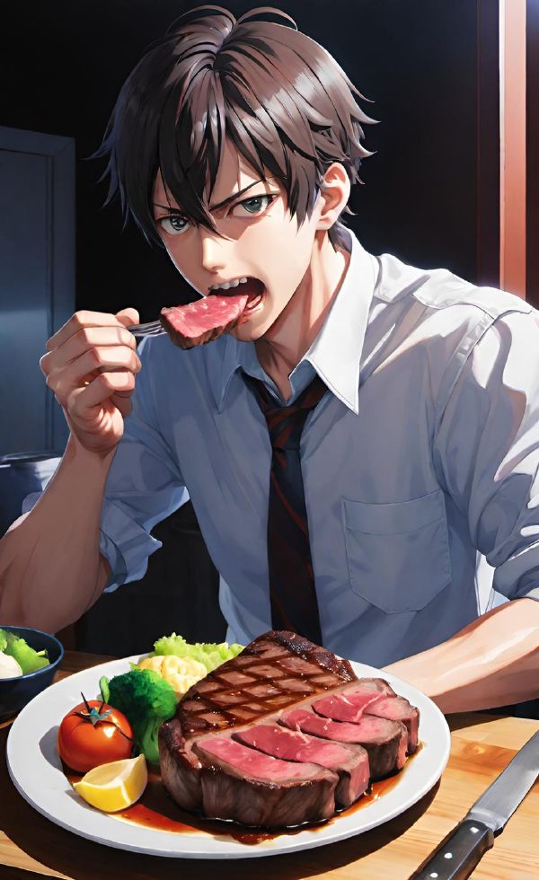 ステーキを食べる,シズル効果のイメージ