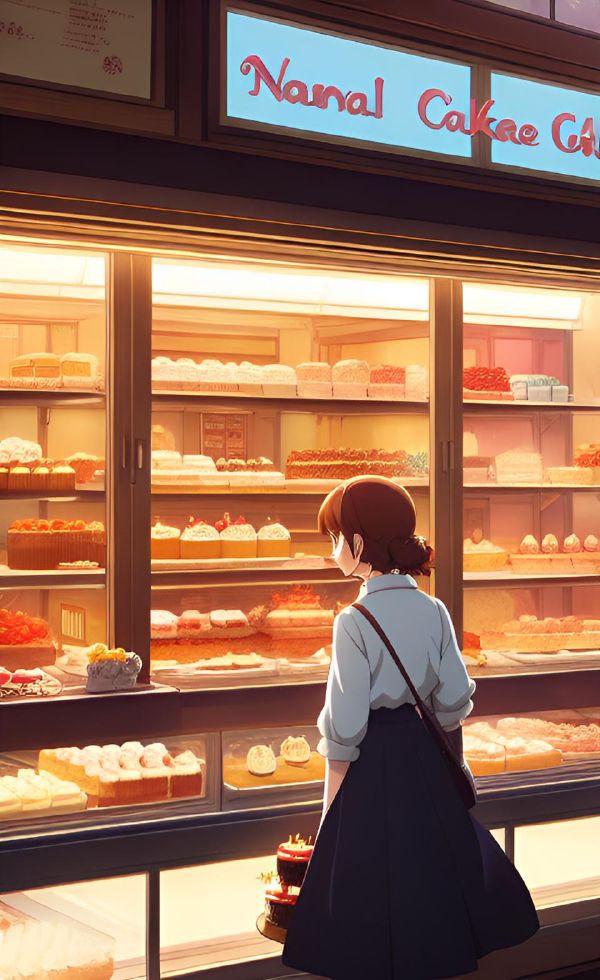 シズル効果でケーキ店に釣られた女性