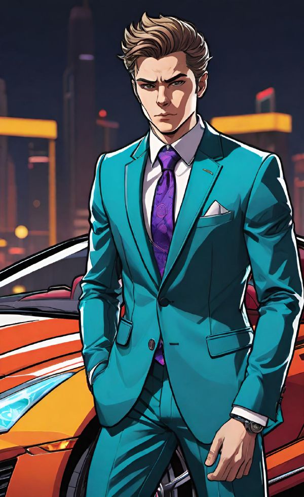 高級車と高級スーツの男,ディドロ効果のイメージ