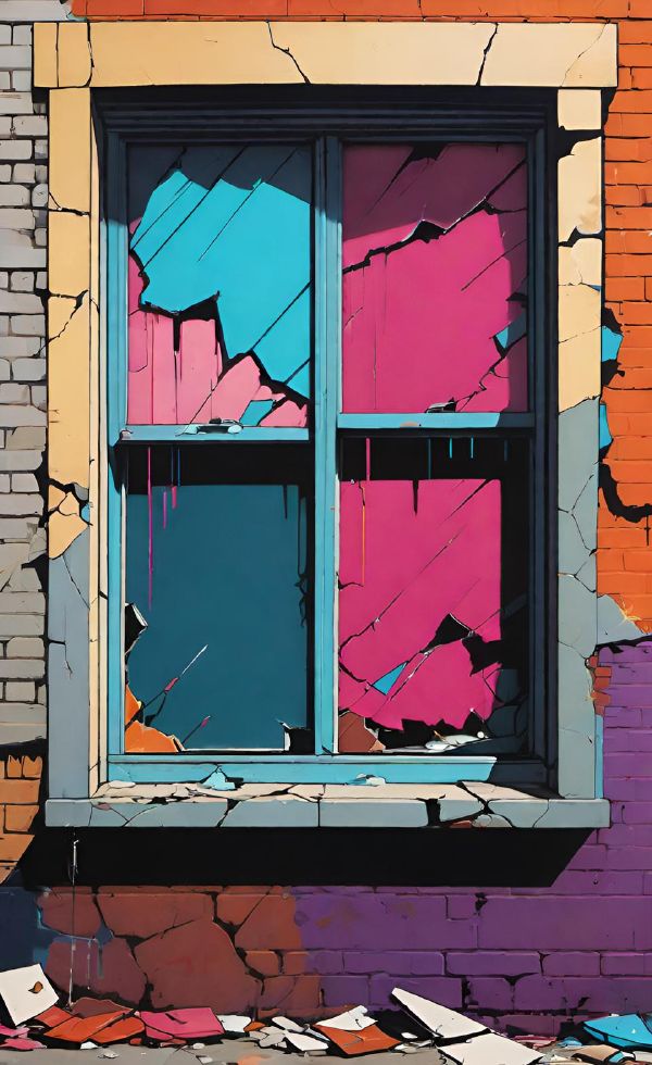 割れた窓,破損窓理論のイメージ